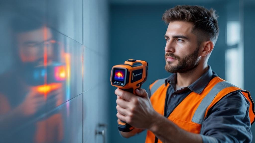 Termografia detectando vazamento em parede